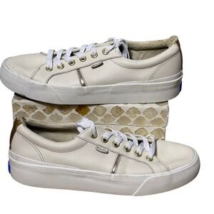 Keds Womens WH68090 Cream Gold Leather‎ Platform Sneakers Size 7.5